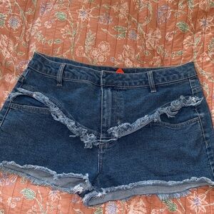 Chelsea & Violet Blue Frayed Jean Shorts